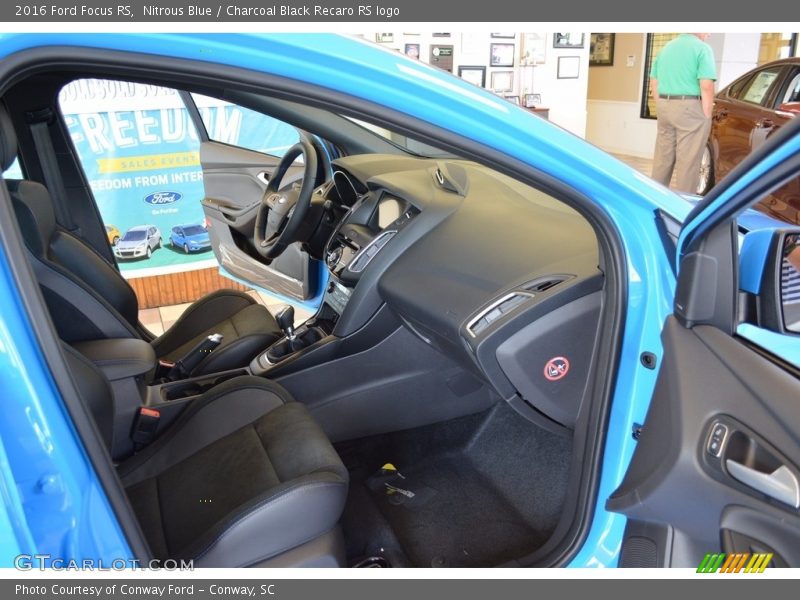 Nitrous Blue / Charcoal Black Recaro RS logo 2016 Ford Focus RS