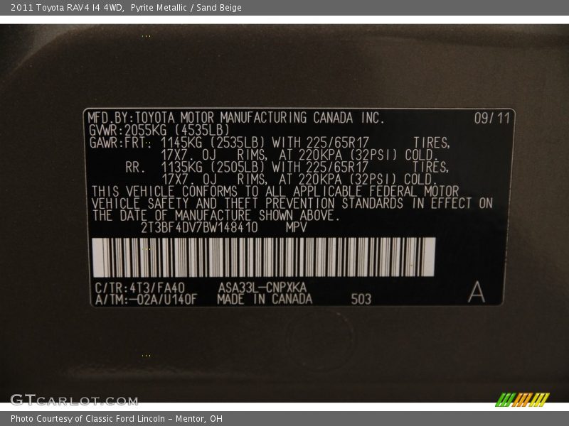 Pyrite Metallic / Sand Beige 2011 Toyota RAV4 I4 4WD