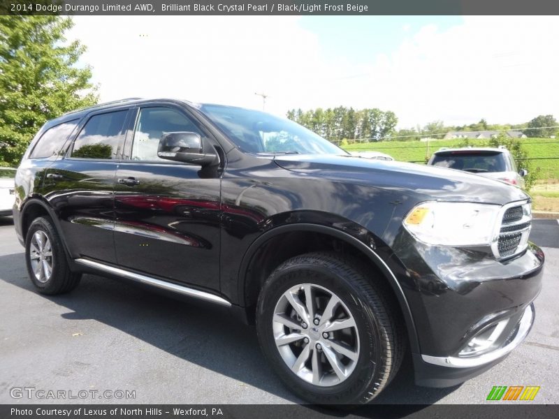 Brilliant Black Crystal Pearl / Black/Light Frost Beige 2014 Dodge Durango Limited AWD