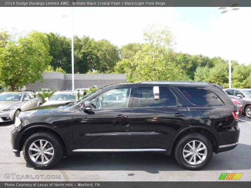 Brilliant Black Crystal Pearl / Black/Light Frost Beige 2014 Dodge Durango Limited AWD