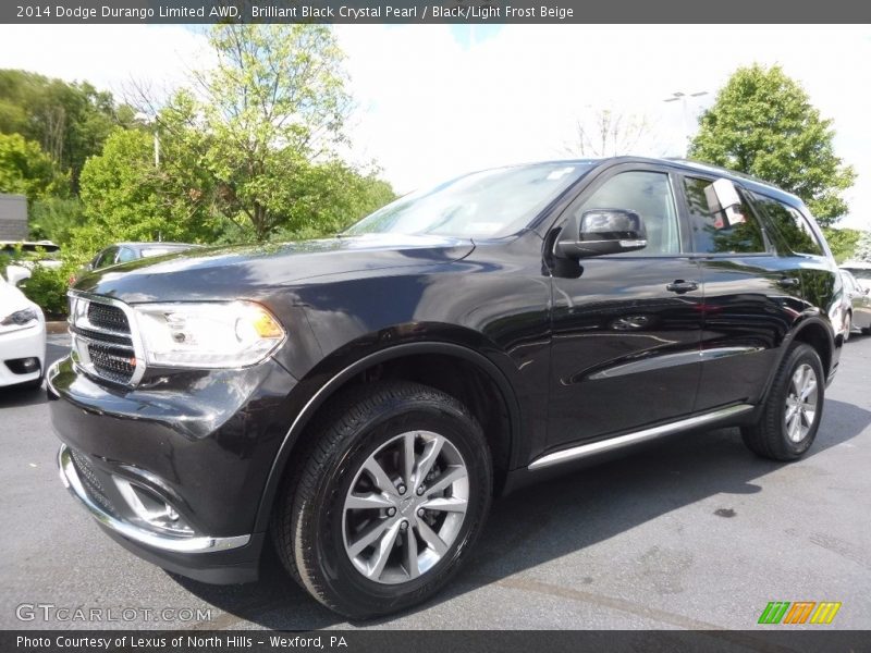Brilliant Black Crystal Pearl / Black/Light Frost Beige 2014 Dodge Durango Limited AWD