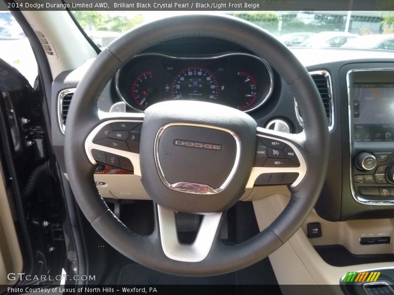 Brilliant Black Crystal Pearl / Black/Light Frost Beige 2014 Dodge Durango Limited AWD