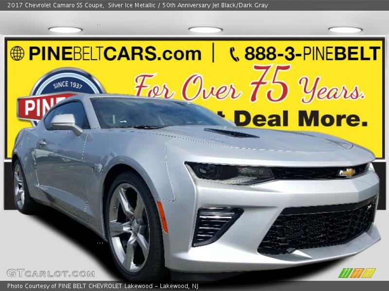 Silver Ice Metallic / 50th Anniversary Jet Black/Dark Gray 2017 Chevrolet Camaro SS Coupe