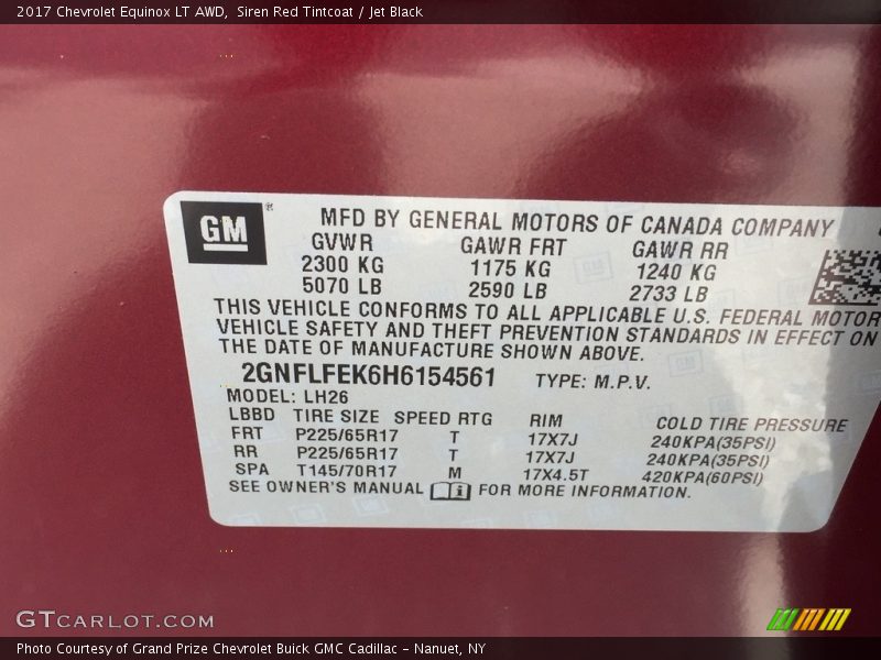 Siren Red Tintcoat / Jet Black 2017 Chevrolet Equinox LT AWD