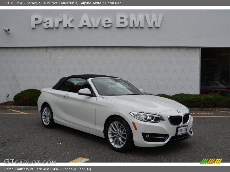 Alpine White / Coral Red 2016 BMW 2 Series 228i xDrive Convertible