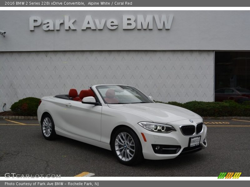 Alpine White / Coral Red 2016 BMW 2 Series 228i xDrive Convertible