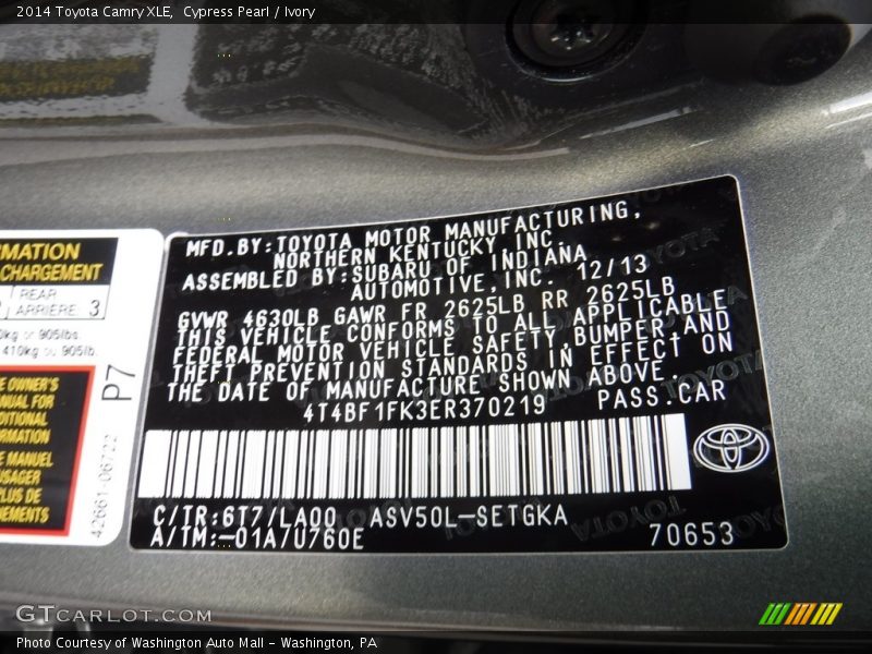 Cypress Pearl / Ivory 2014 Toyota Camry XLE