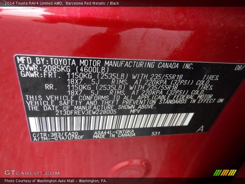 Barcelona Red Metallic / Black 2014 Toyota RAV4 Limited AWD