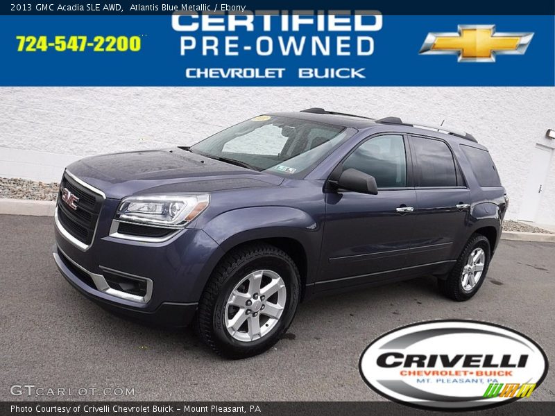 Atlantis Blue Metallic / Ebony 2013 GMC Acadia SLE AWD