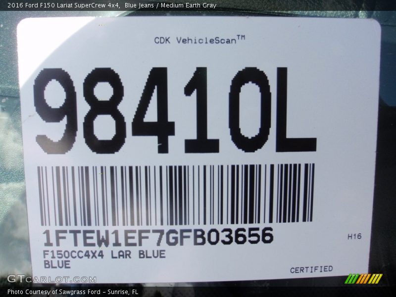 Blue Jeans / Medium Earth Gray 2016 Ford F150 Lariat SuperCrew 4x4