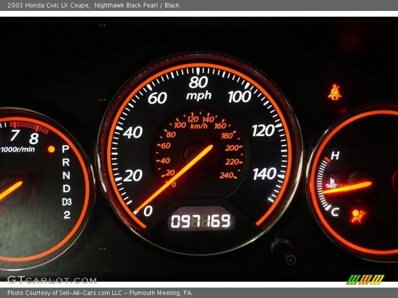 Nighthawk Black Pearl / Black 2003 Honda Civic LX Coupe