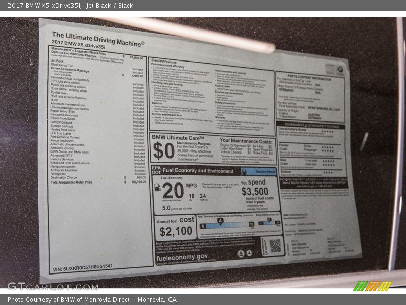 Jet Black / Black 2017 BMW X5 xDrive35i