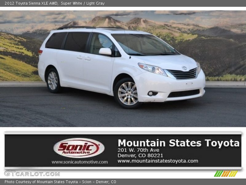 Super White / Light Gray 2012 Toyota Sienna XLE AWD