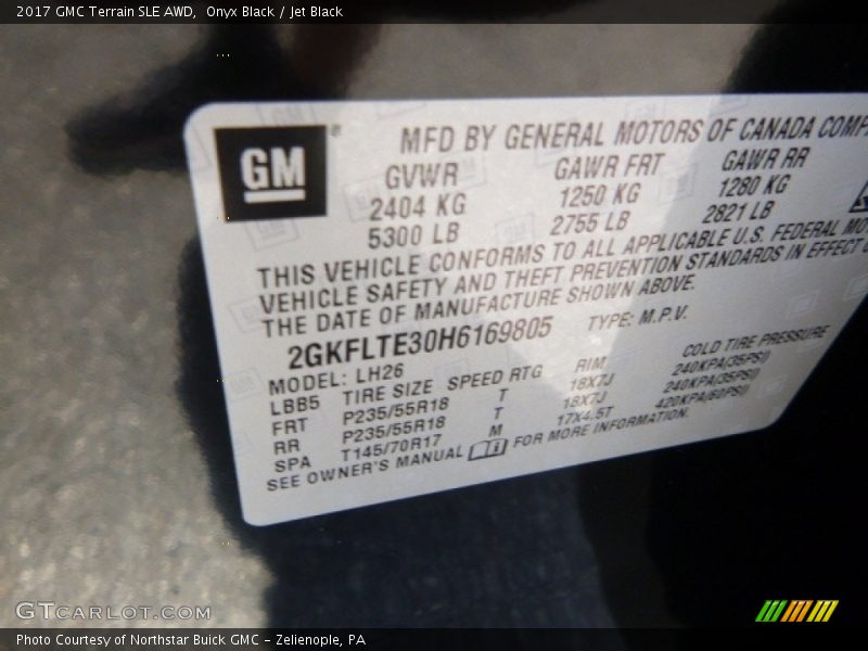 Onyx Black / Jet Black 2017 GMC Terrain SLE AWD