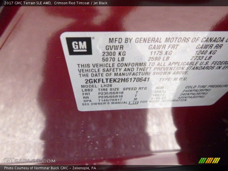 Crimson Red Tintcoat / Jet Black 2017 GMC Terrain SLE AWD