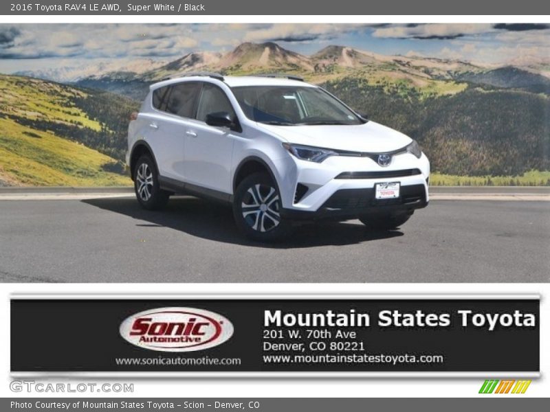 Super White / Black 2016 Toyota RAV4 LE AWD