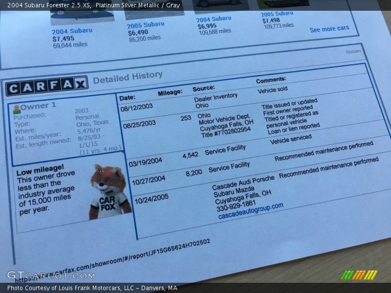 Platinum Silver Metallic / Gray 2004 Subaru Forester 2.5 XS