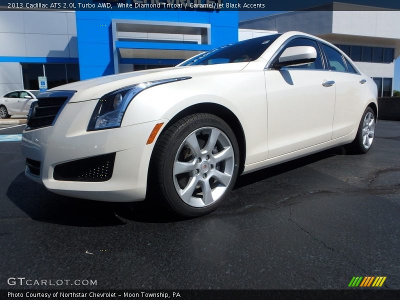 White Diamond Tricoat / Caramel/Jet Black Accents 2013 Cadillac ATS 2.0L Turbo AWD