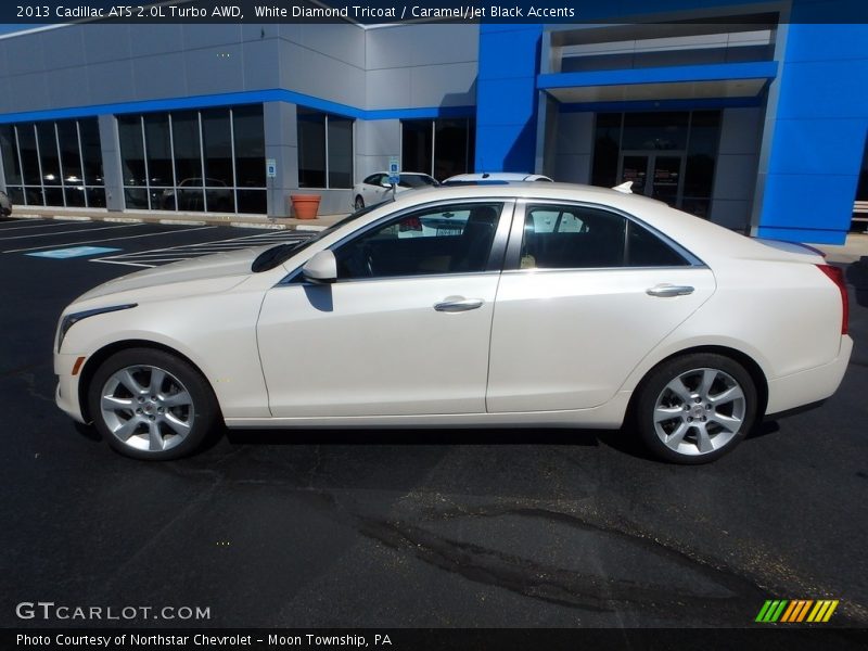 White Diamond Tricoat / Caramel/Jet Black Accents 2013 Cadillac ATS 2.0L Turbo AWD
