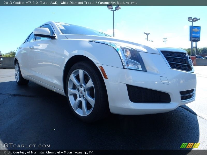 White Diamond Tricoat / Caramel/Jet Black Accents 2013 Cadillac ATS 2.0L Turbo AWD