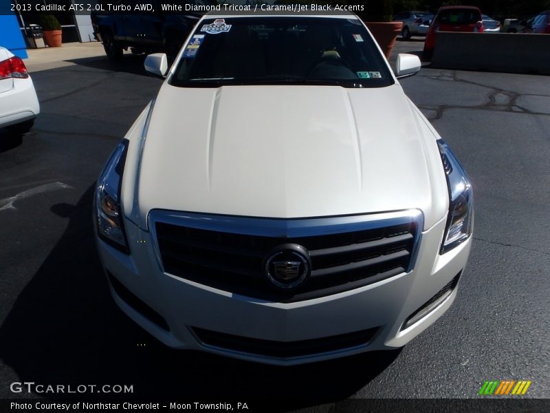White Diamond Tricoat / Caramel/Jet Black Accents 2013 Cadillac ATS 2.0L Turbo AWD