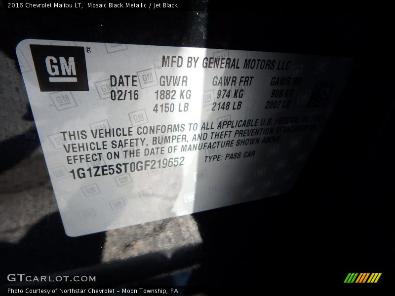Mosaic Black Metallic / Jet Black 2016 Chevrolet Malibu LT
