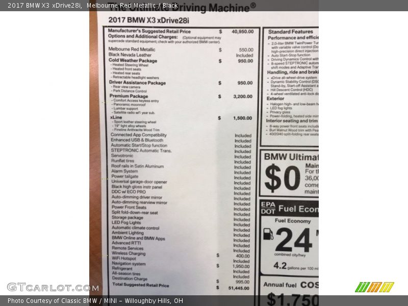 Melbourne Red Metallic / Black 2017 BMW X3 xDrive28i