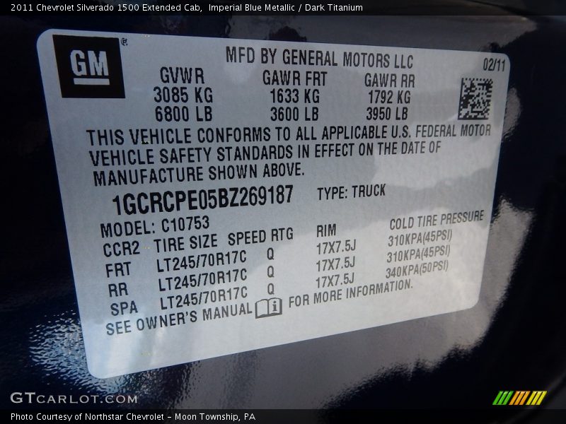 Imperial Blue Metallic / Dark Titanium 2011 Chevrolet Silverado 1500 Extended Cab