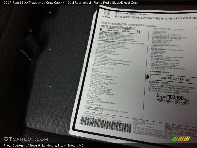 Flame Red / Black/Diesel Gray 2017 Ram 3500 Tradesman Crew Cab 4x4 Dual Rear Wheel