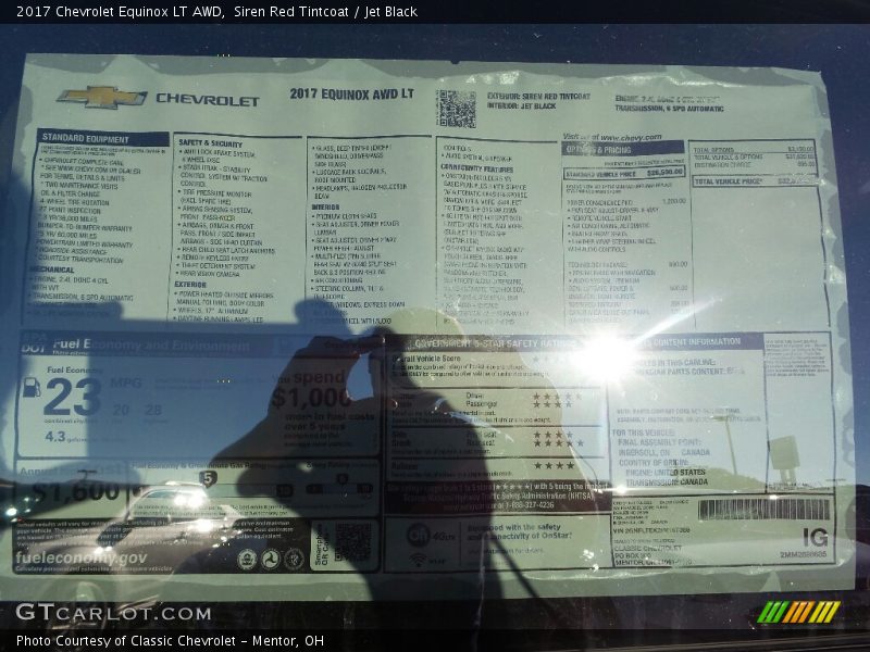 Siren Red Tintcoat / Jet Black 2017 Chevrolet Equinox LT AWD