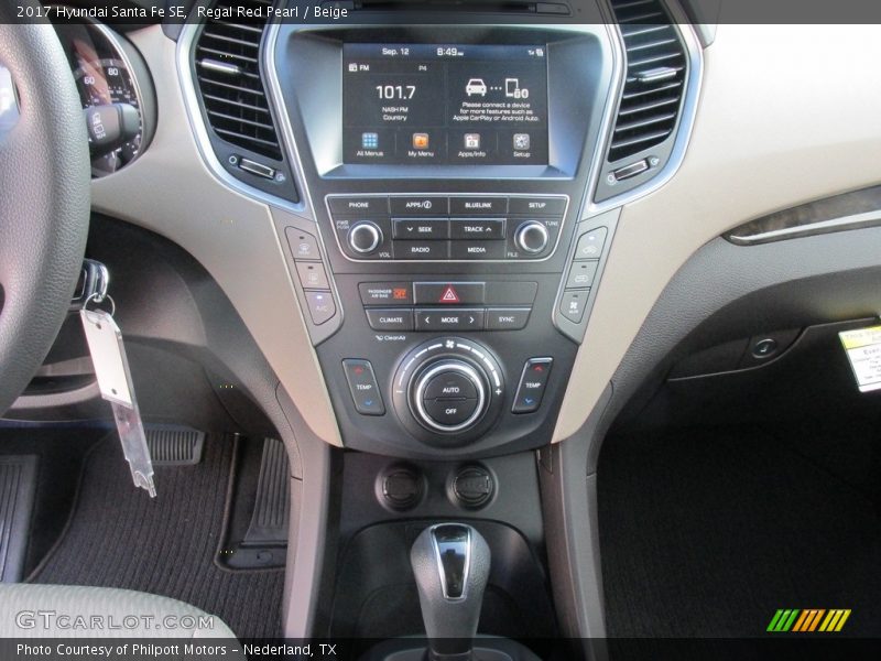 Regal Red Pearl / Beige 2017 Hyundai Santa Fe SE