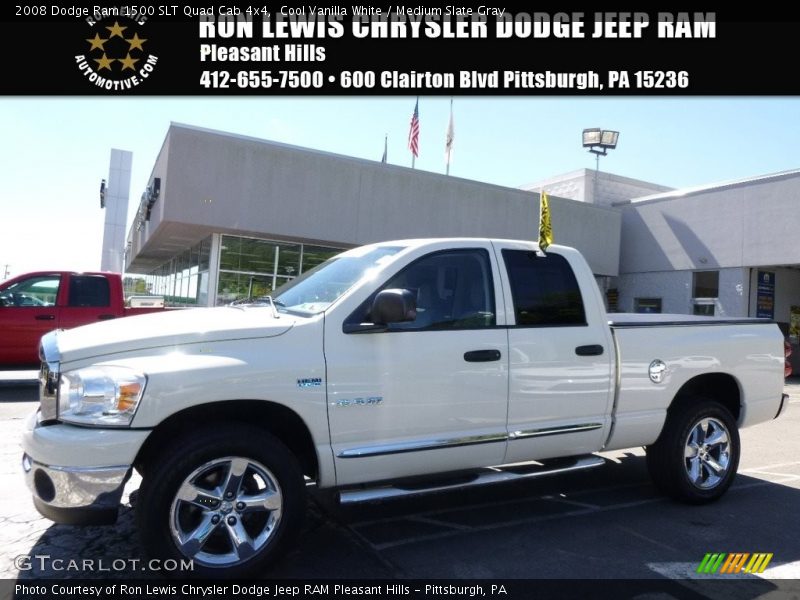 Cool Vanilla White / Medium Slate Gray 2008 Dodge Ram 1500 SLT Quad Cab 4x4