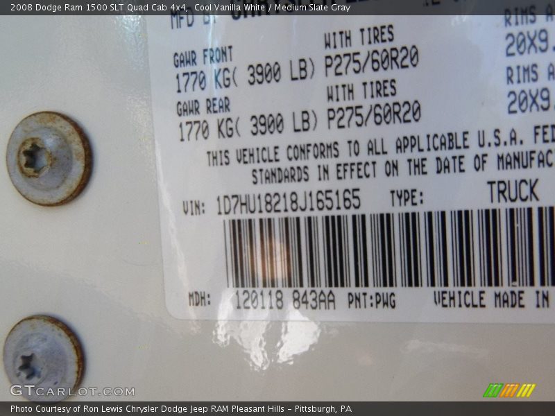 Cool Vanilla White / Medium Slate Gray 2008 Dodge Ram 1500 SLT Quad Cab 4x4