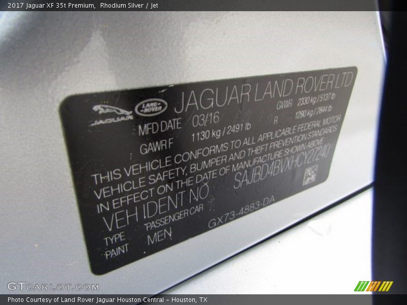 2017 XF 35t Premium Rhodium Silver Color Code MEN