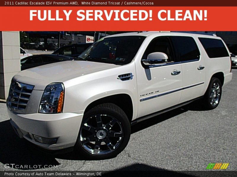 White Diamond Tricoat / Cashmere/Cocoa 2011 Cadillac Escalade ESV Premium AWD