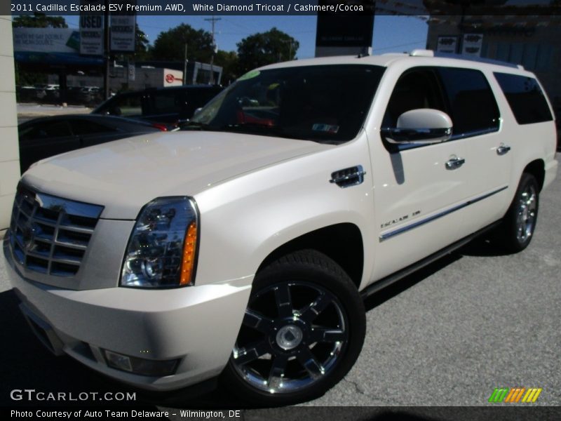 White Diamond Tricoat / Cashmere/Cocoa 2011 Cadillac Escalade ESV Premium AWD