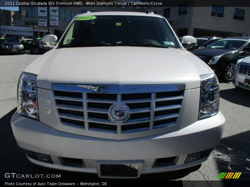 White Diamond Tricoat / Cashmere/Cocoa 2011 Cadillac Escalade ESV Premium AWD