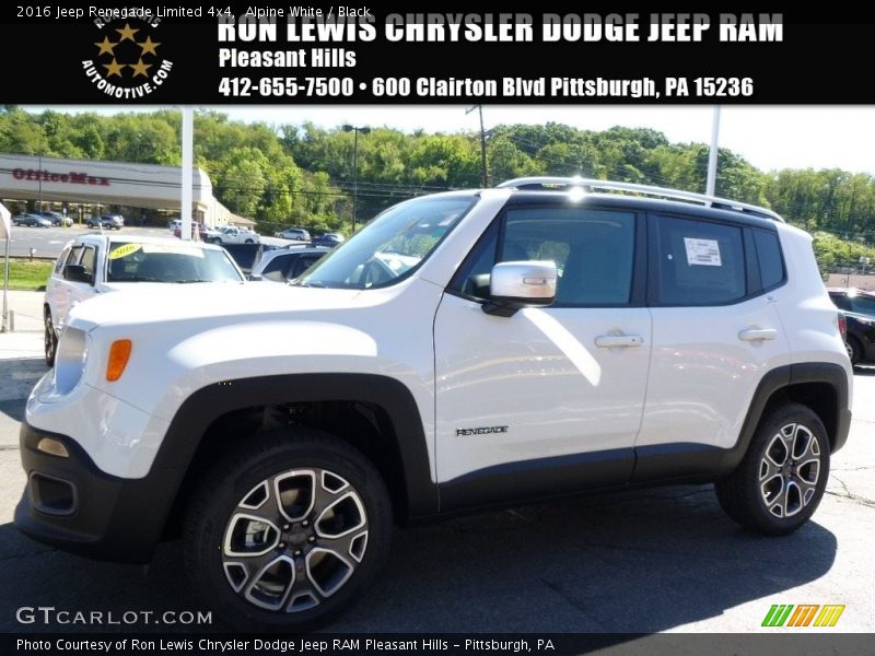 Alpine White / Black 2016 Jeep Renegade Limited 4x4