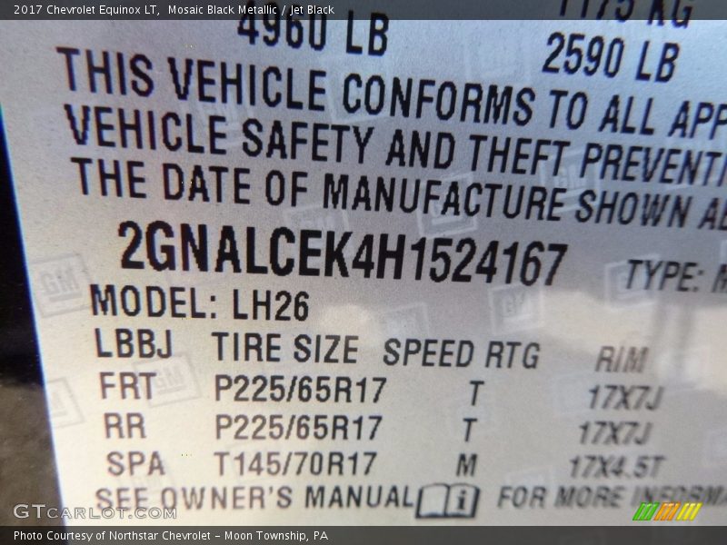 Mosaic Black Metallic / Jet Black 2017 Chevrolet Equinox LT