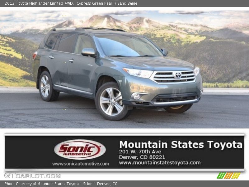 Cypress Green Pearl / Sand Beige 2013 Toyota Highlander Limited 4WD