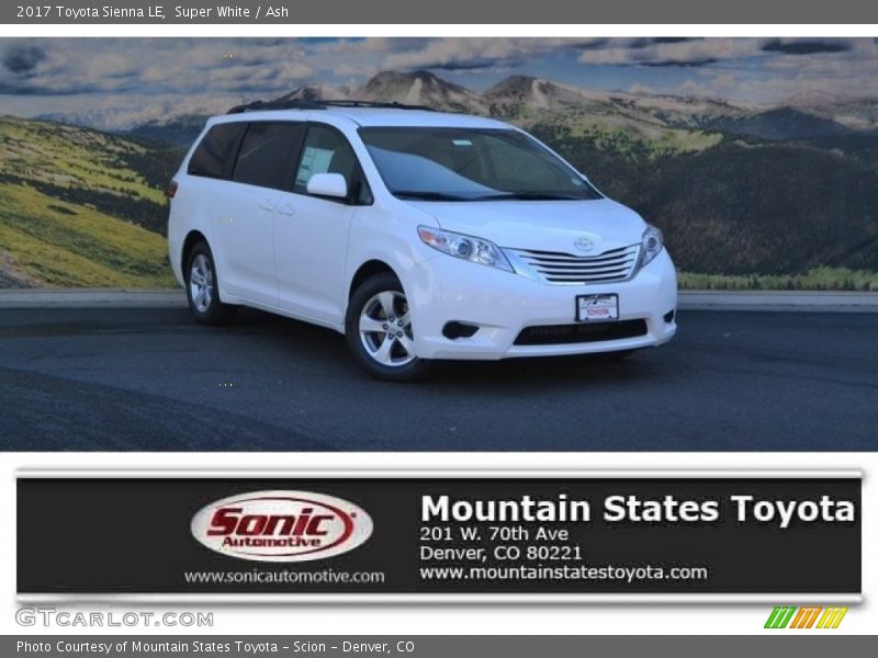 Super White / Ash 2017 Toyota Sienna LE