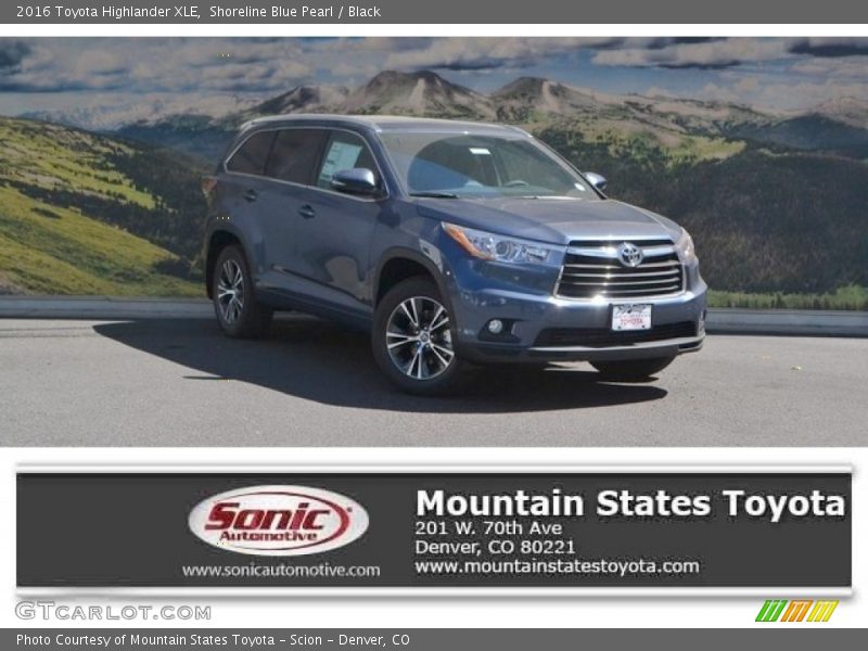 Shoreline Blue Pearl / Black 2016 Toyota Highlander XLE