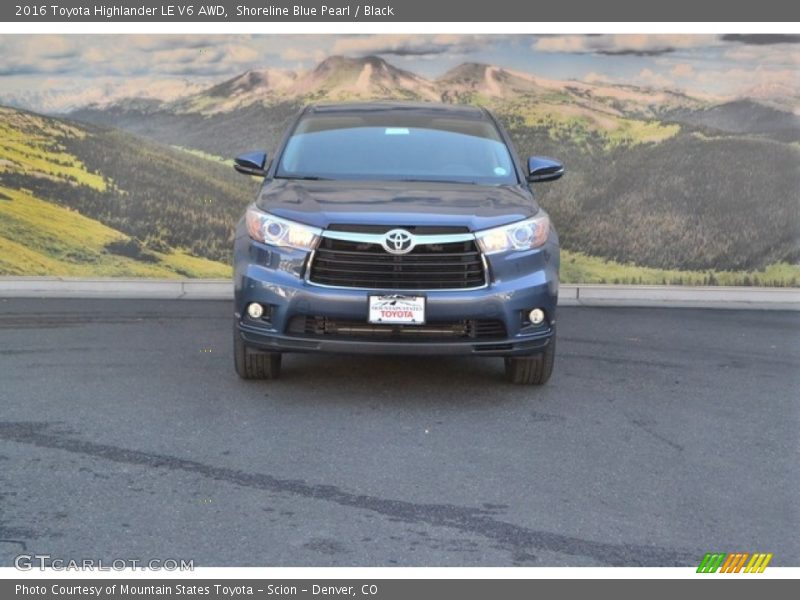 Shoreline Blue Pearl / Black 2016 Toyota Highlander LE V6 AWD