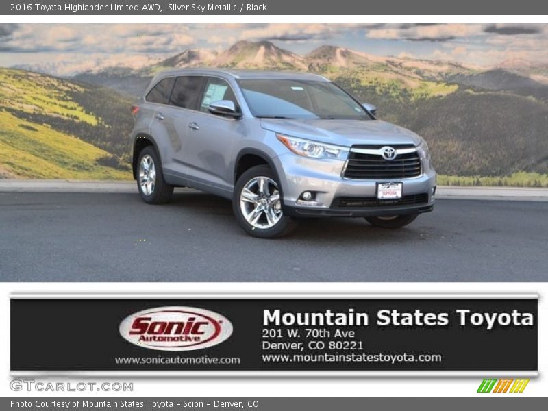Silver Sky Metallic / Black 2016 Toyota Highlander Limited AWD