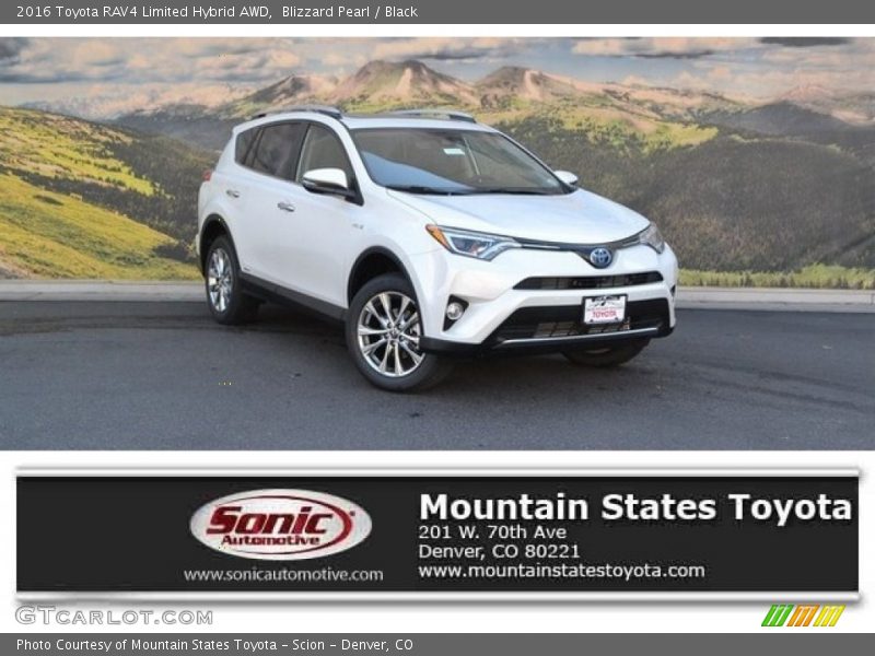 Blizzard Pearl / Black 2016 Toyota RAV4 Limited Hybrid AWD