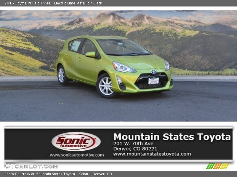 Electric Lime Metallic / Black 2016 Toyota Prius c Three