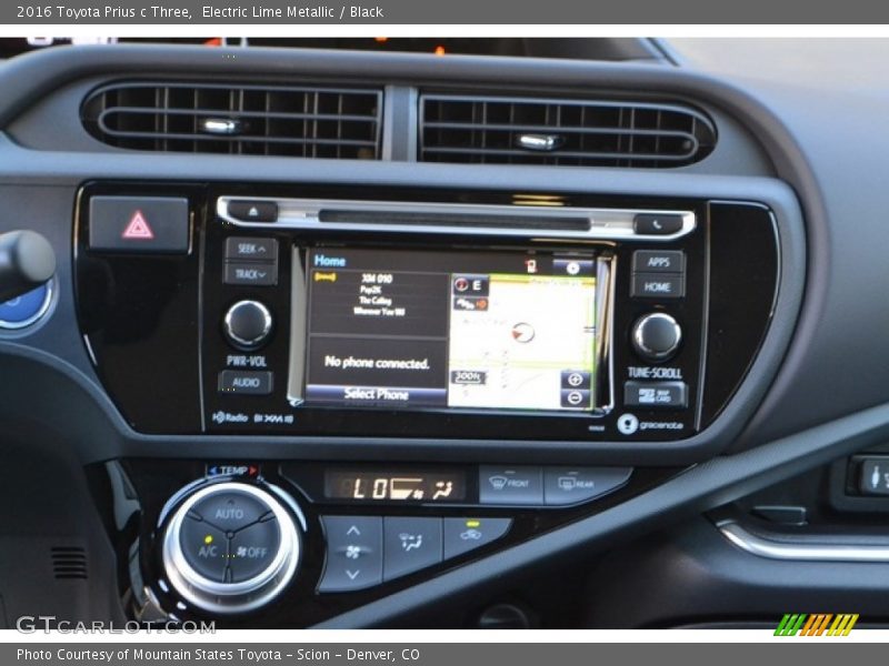 Electric Lime Metallic / Black 2016 Toyota Prius c Three
