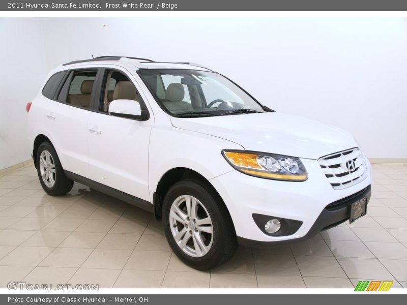 Frost White Pearl / Beige 2011 Hyundai Santa Fe Limited