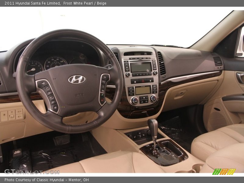Frost White Pearl / Beige 2011 Hyundai Santa Fe Limited