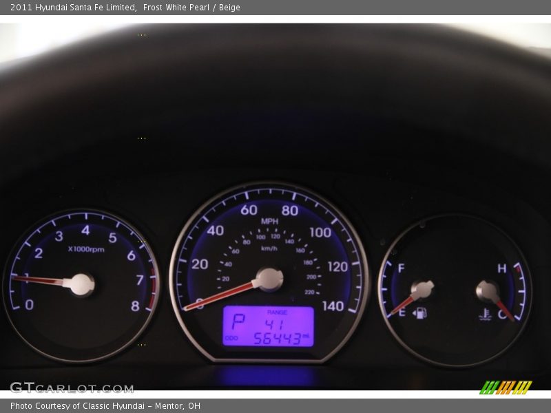 Frost White Pearl / Beige 2011 Hyundai Santa Fe Limited